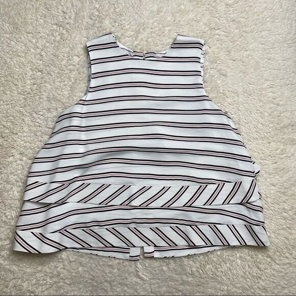 Peplum Striped Blouse Black/Pink/White size S/M - Picture 1 of 9